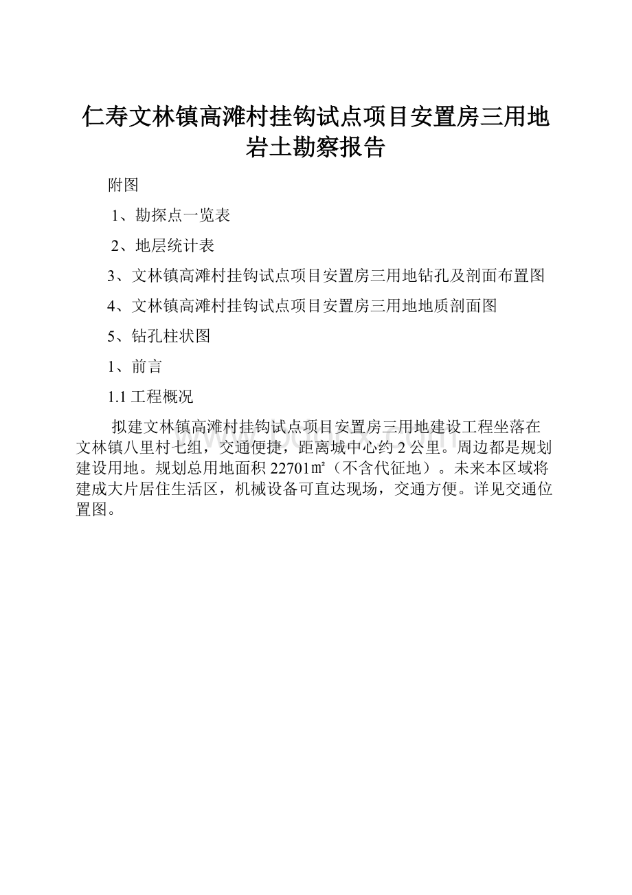 仁寿文林镇高滩村挂钩试点项目安置房三用地 岩土勘察报告.docx