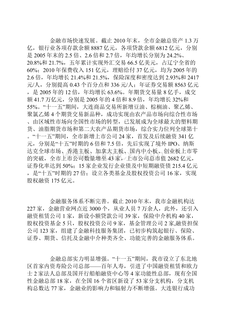 大连市金融业发展十二五规划.docx_第2页