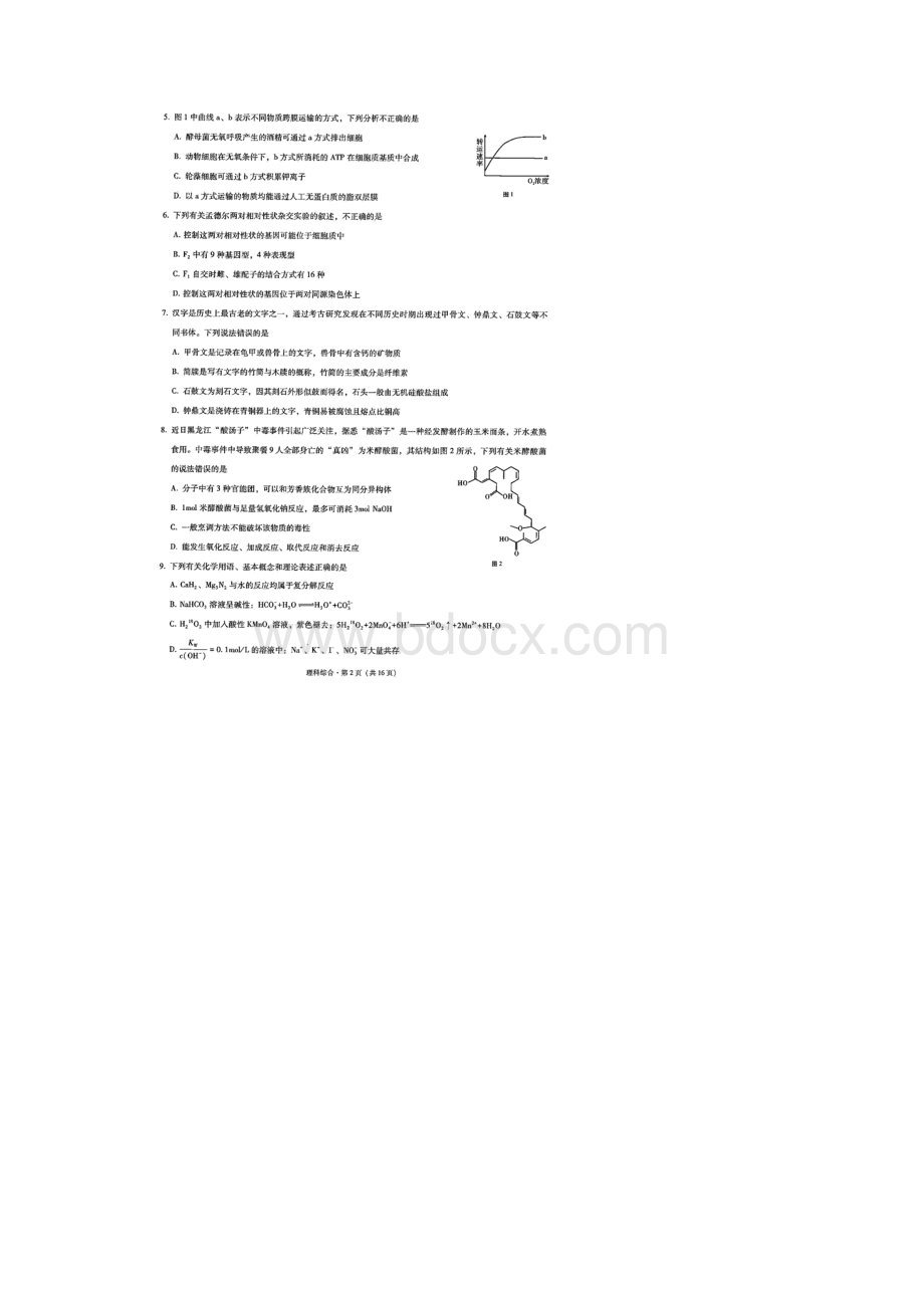 云南师大附中届高三高考适应性月考卷四理科综合试题含答案解析.docx_第2页