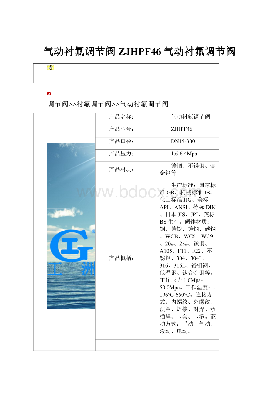 气动衬氟调节阀ZJHPF46气动衬氟调节阀.docx