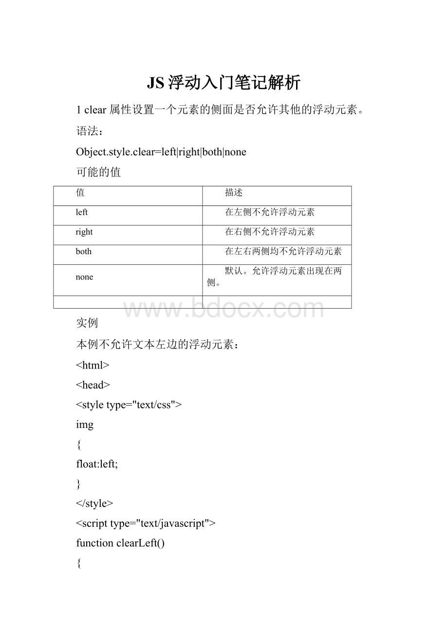 JS浮动入门笔记解析.docx