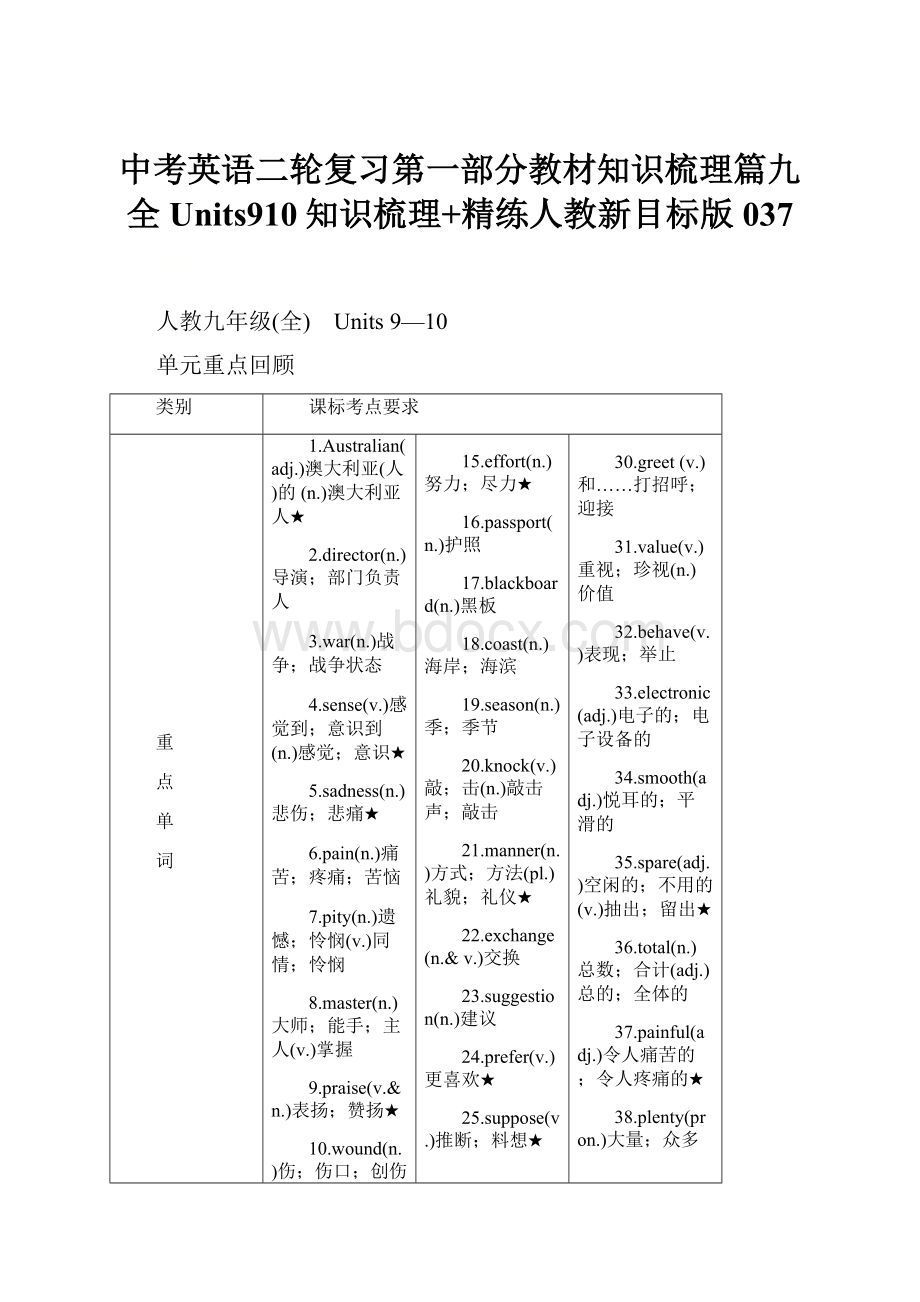 中考英语二轮复习第一部分教材知识梳理篇九全Units910知识梳理+精练人教新目标版037.docx