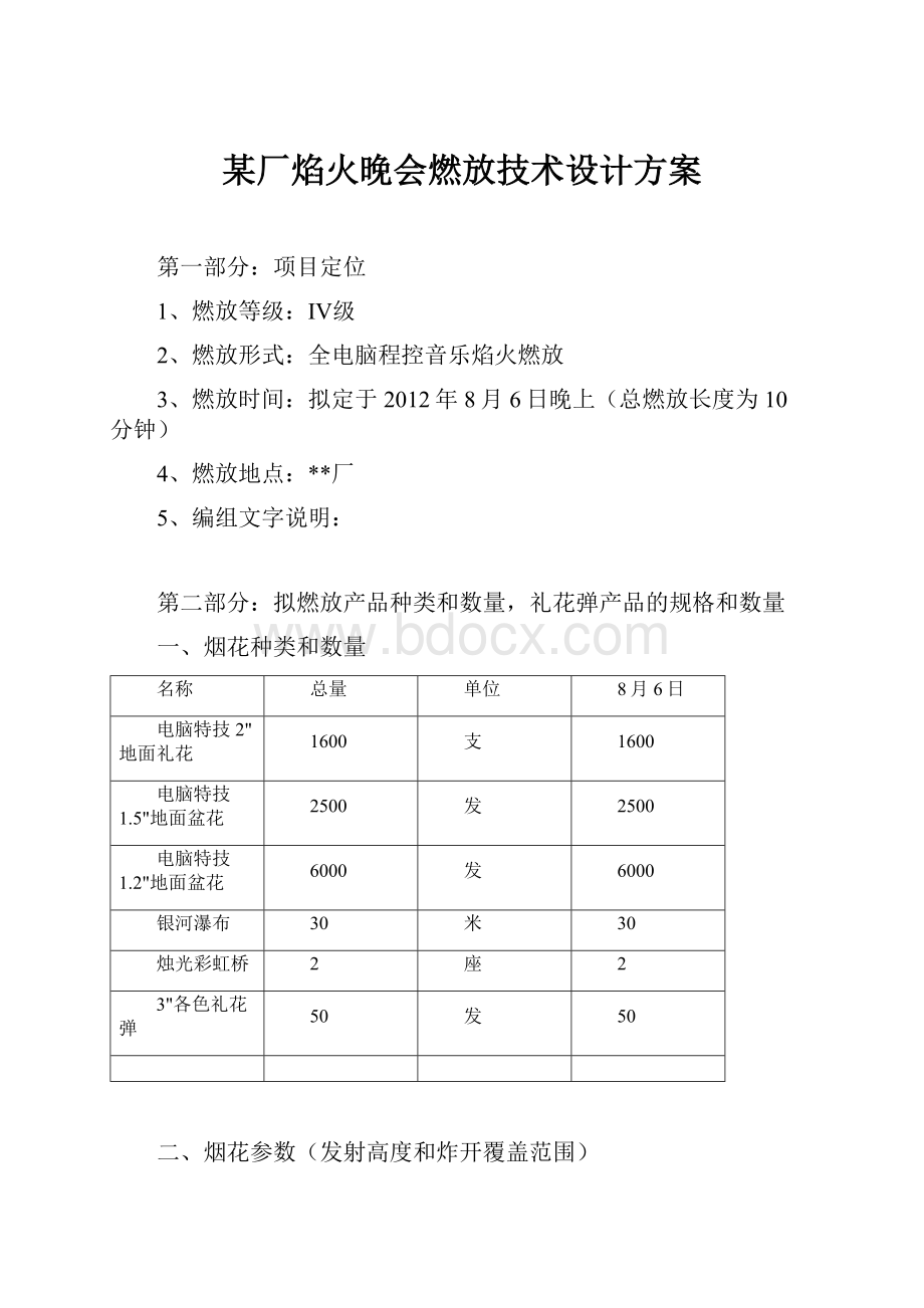 某厂焰火晚会燃放技术设计方案.docx