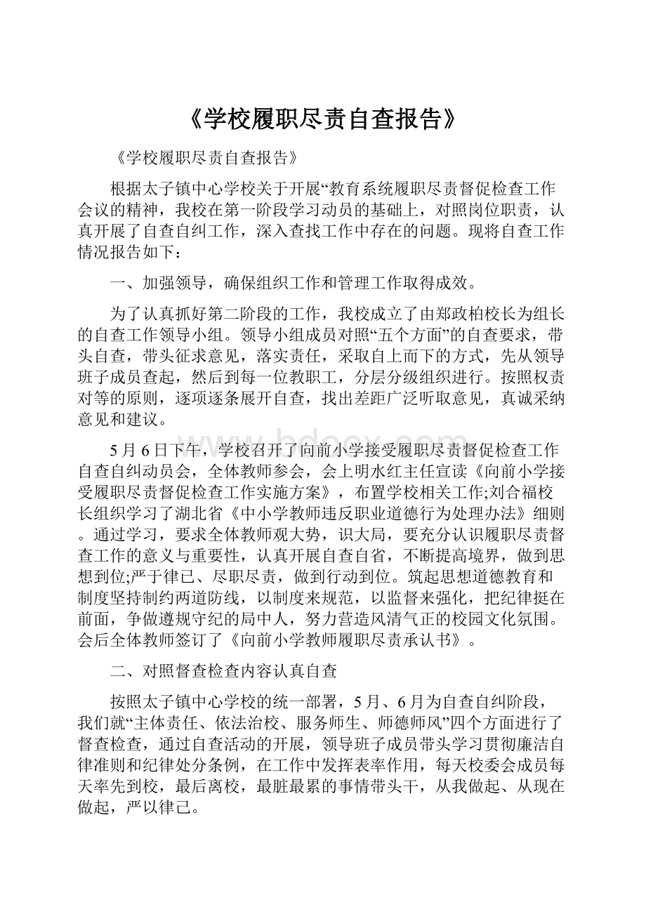 《学校履职尽责自查报告》.docx