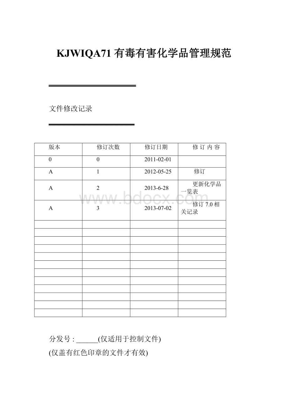 KJWIQA71 有毒有害化学品管理规范.docx_第1页