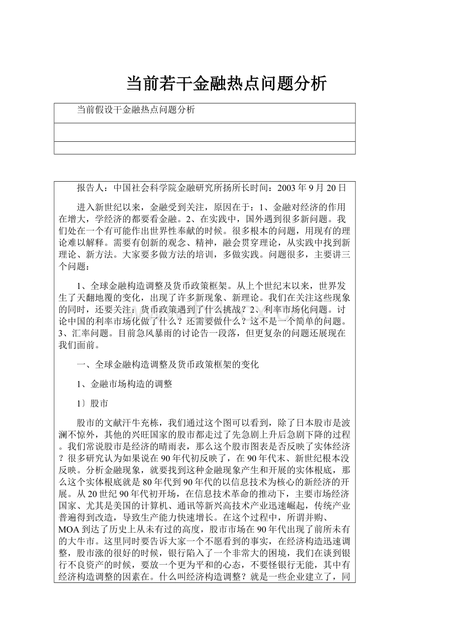 当前若干金融热点问题分析.docx_第1页