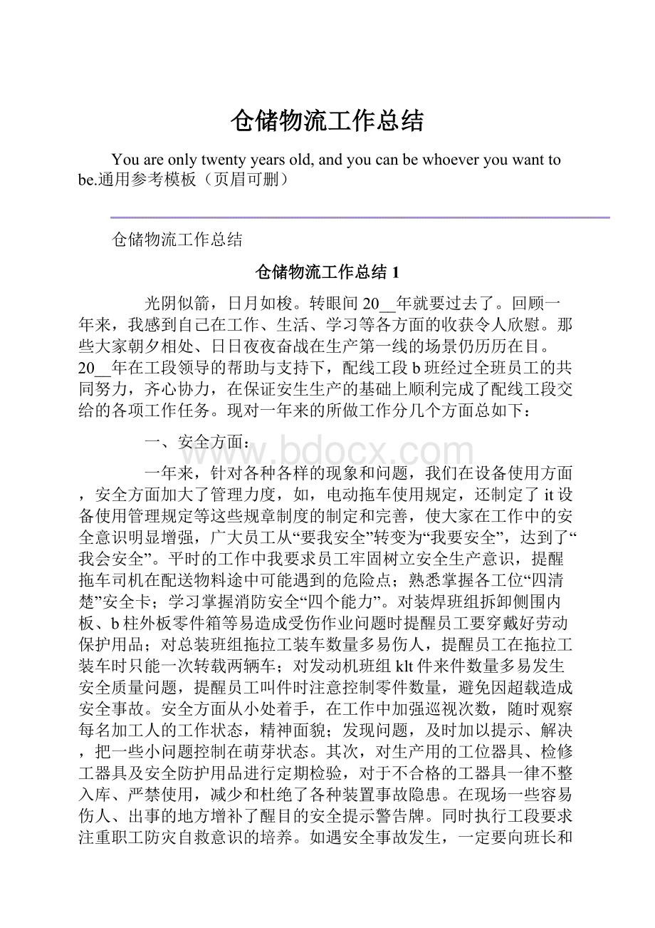 仓储物流工作总结.docx_第1页