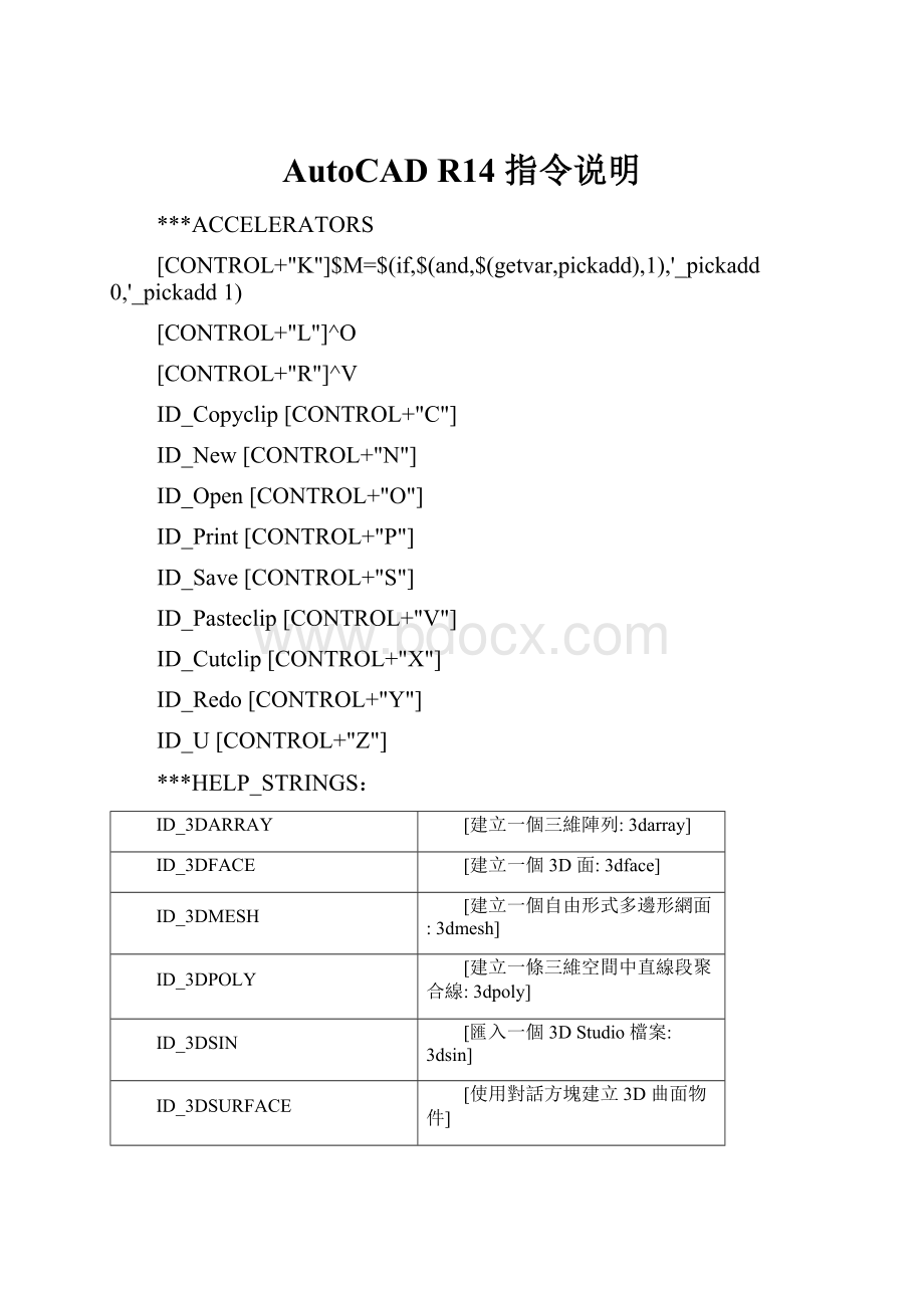 AutoCAD R14 指令说明.docx