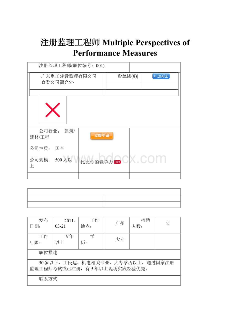 注册监理工程师 Multiple Perspectives of Performance Measures.docx