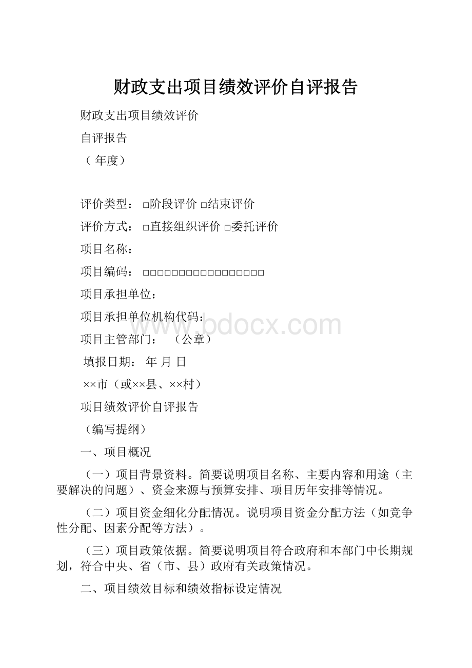 财政支出项目绩效评价自评报告.docx_第1页