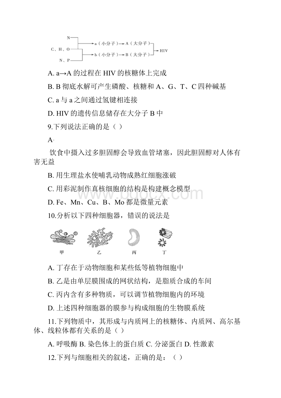 山东省微山县第二中学届高三生物上学期第三学段质量检测试题.docx_第3页