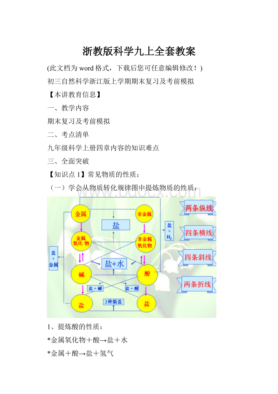 浙教版科学九上全套教案.docx