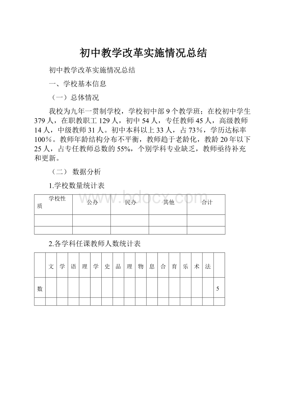 初中教学改革实施情况总结.docx