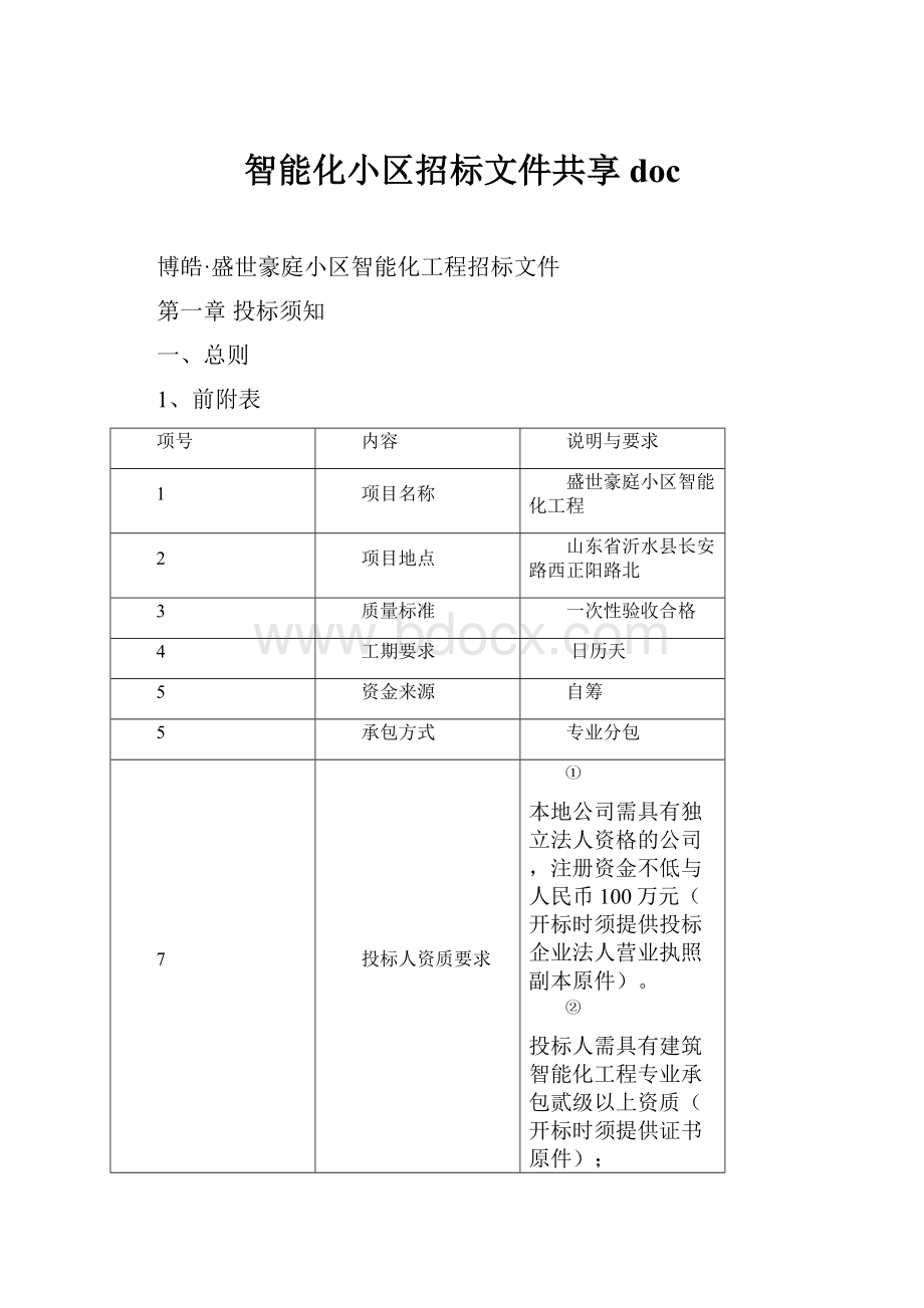 智能化小区招标文件共享doc.docx