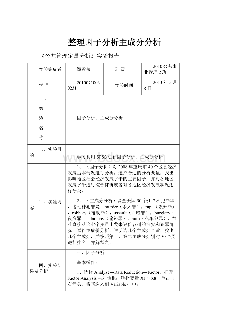 整理因子分析主成分分析.docx