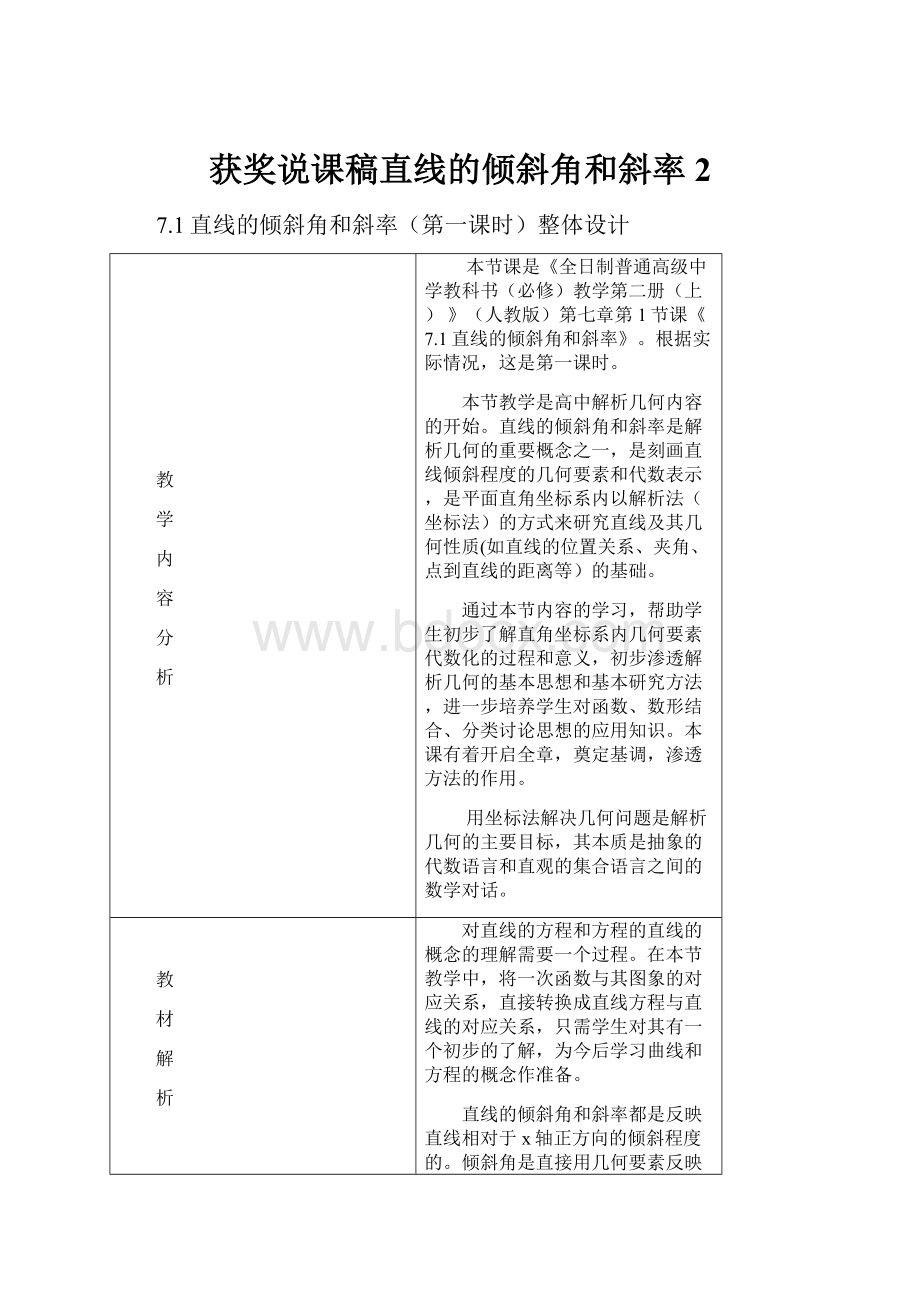 获奖说课稿直线的倾斜角和斜率2.docx_第1页