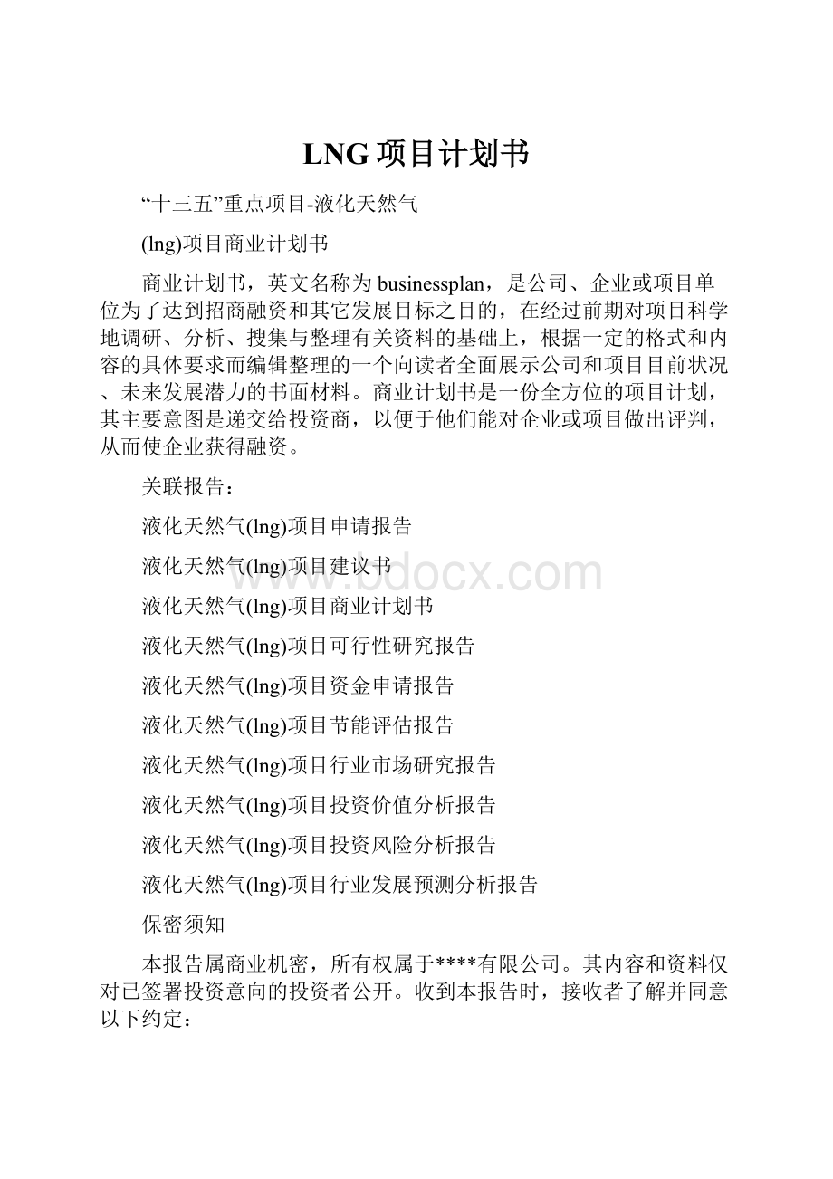 LNG项目计划书.docx_第1页