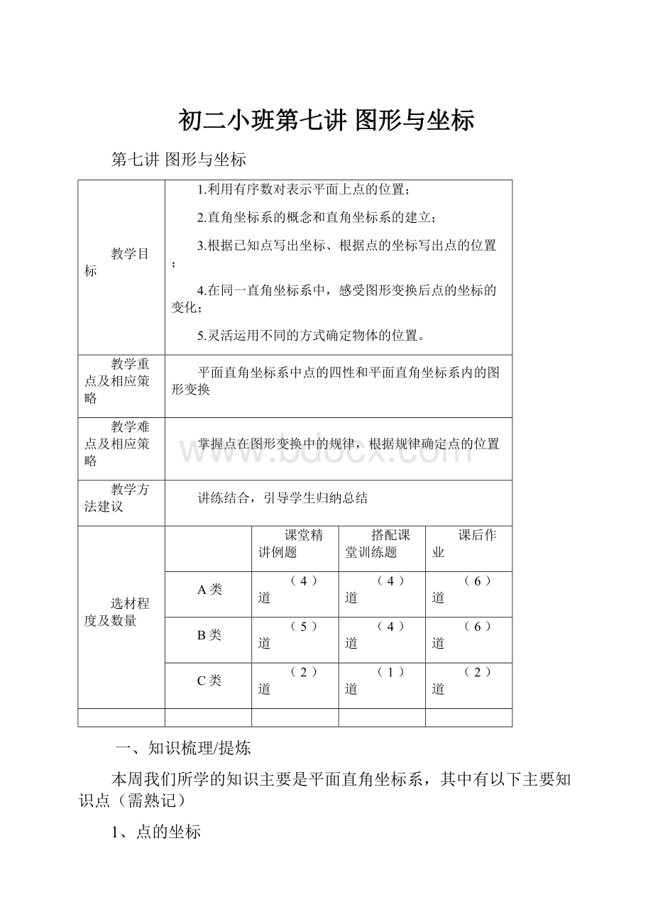 初二小班第七讲图形与坐标.docx_第1页