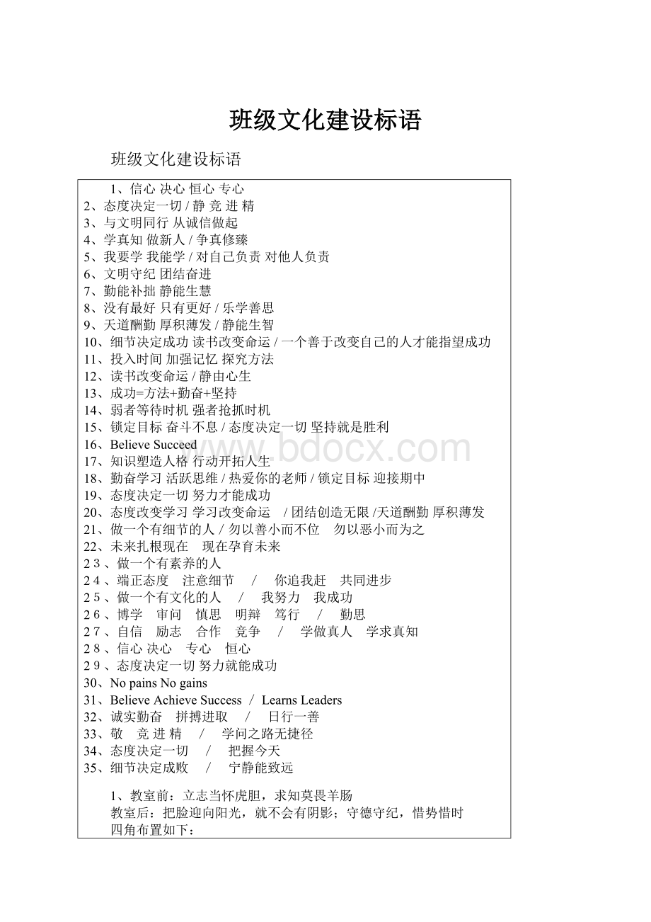 班级文化建设标语.docx