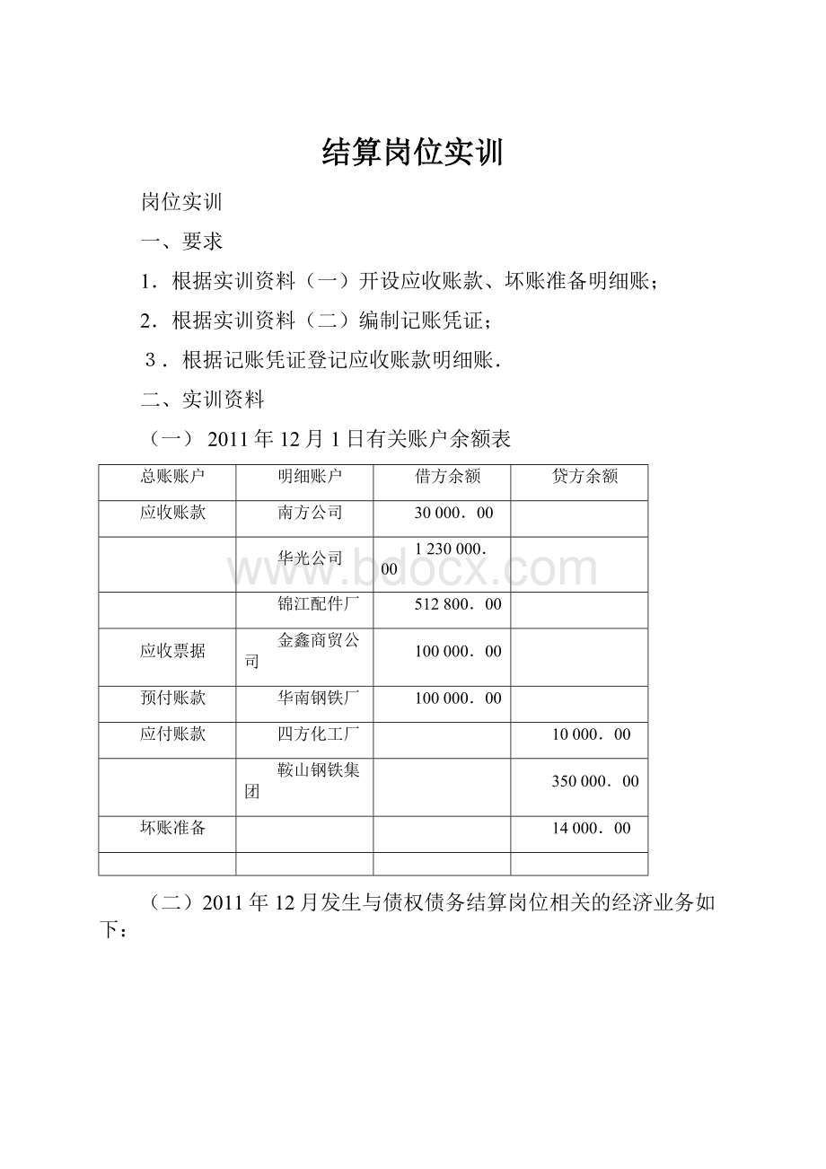 结算岗位实训.docx