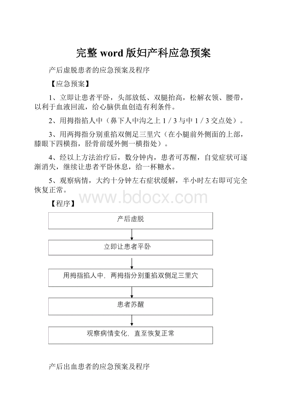 完整word版妇产科应急预案.docx