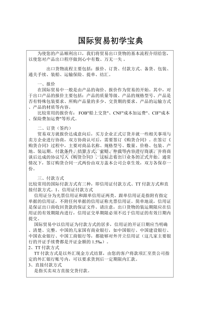 国际贸易初学宝典.docx