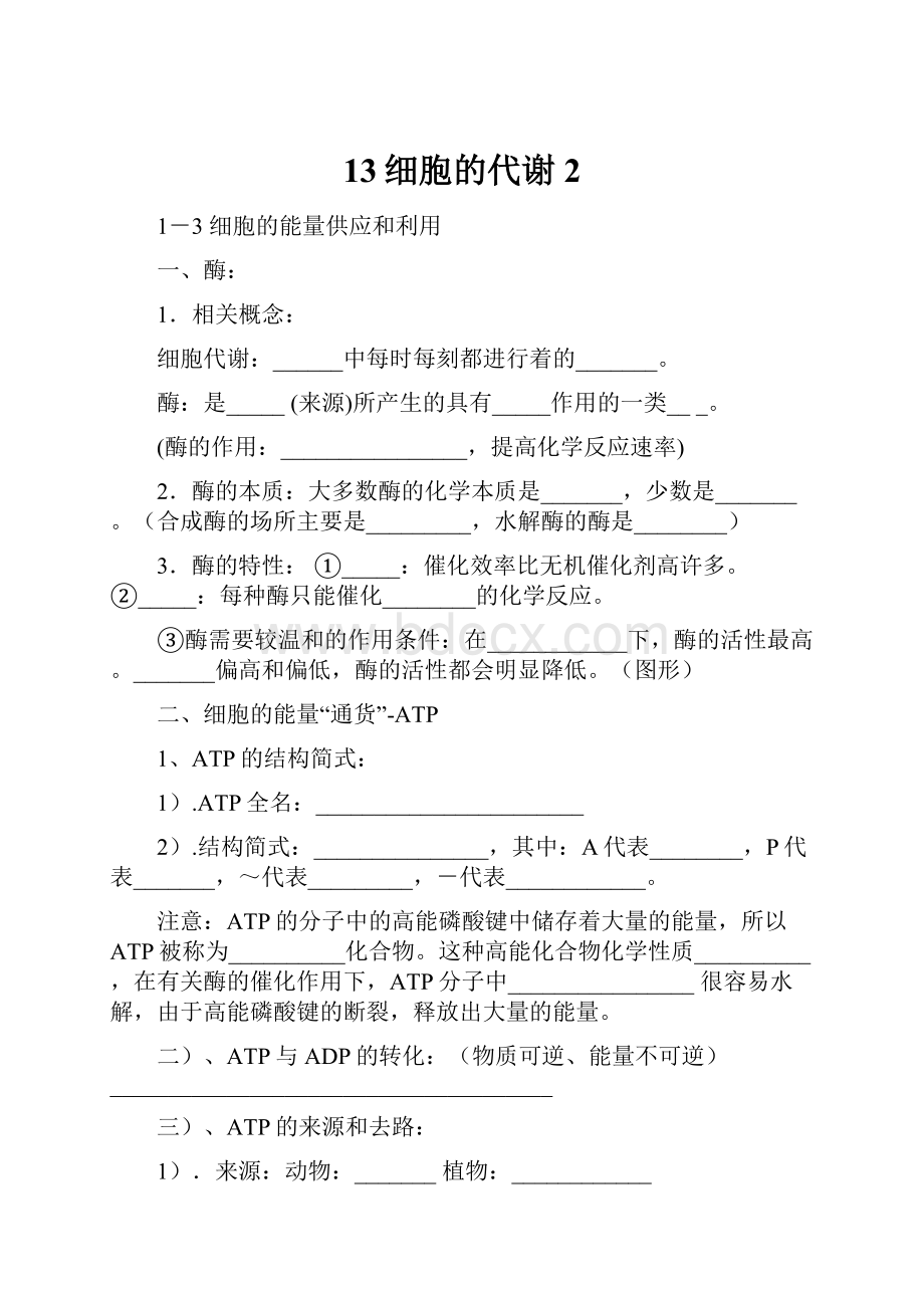 13细胞的代谢2.docx