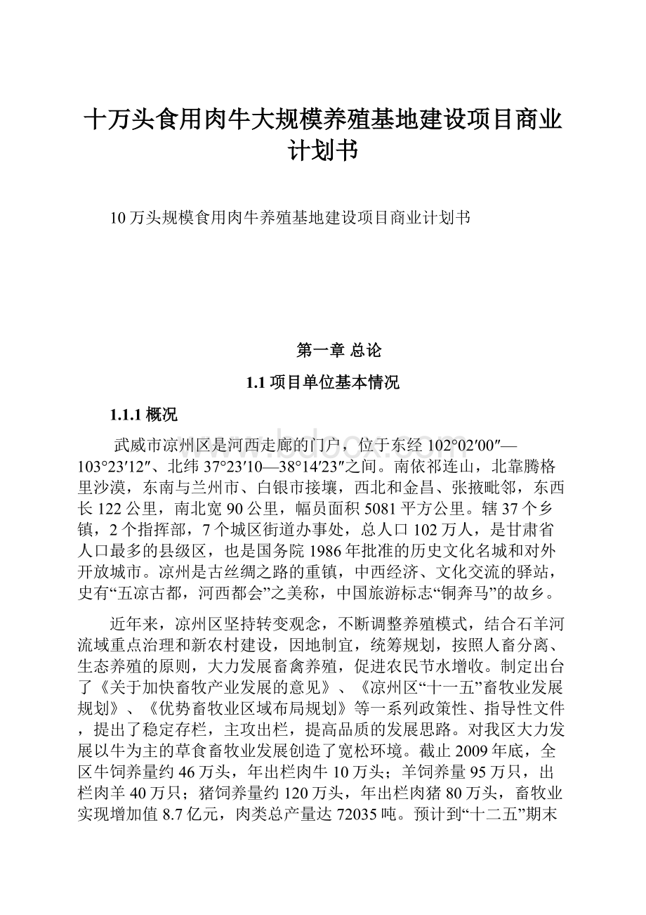 十万头食用肉牛大规模养殖基地建设项目商业计划书.docx