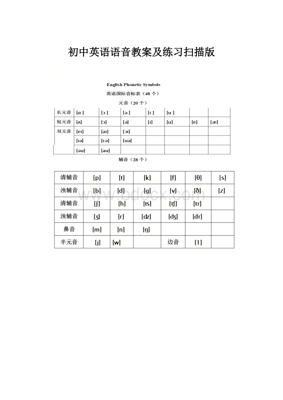 初中英语语音教案及练习扫描版.docx_第1页