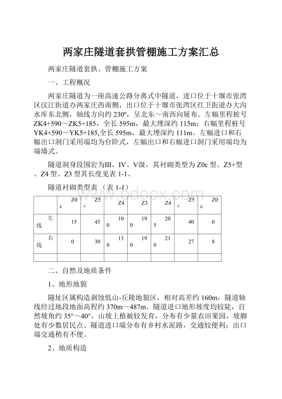 两家庄隧道套拱管棚施工方案汇总.docx_第1页