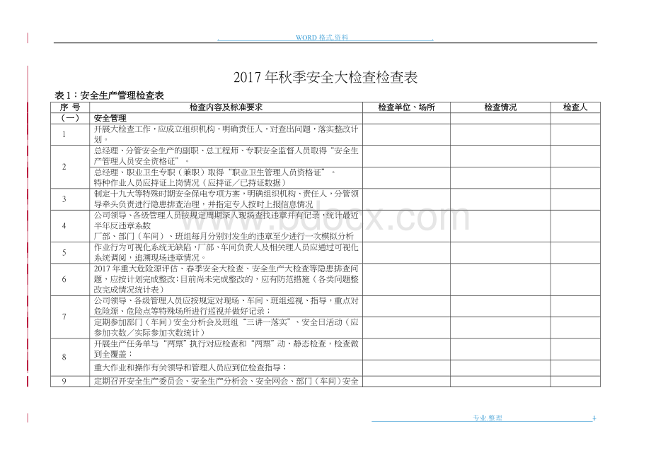 秋季安全大检查检查表.doc_第1页