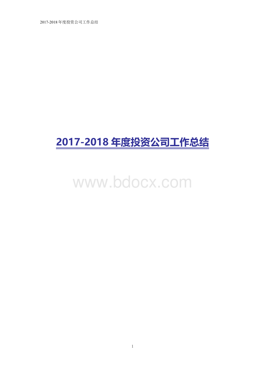 年度投资公司工作总结.docx