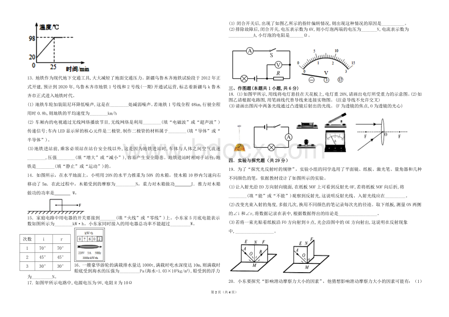 年新疆生产建设兵团、新疆维吾尔自治区中考物理试卷.doc_第2页