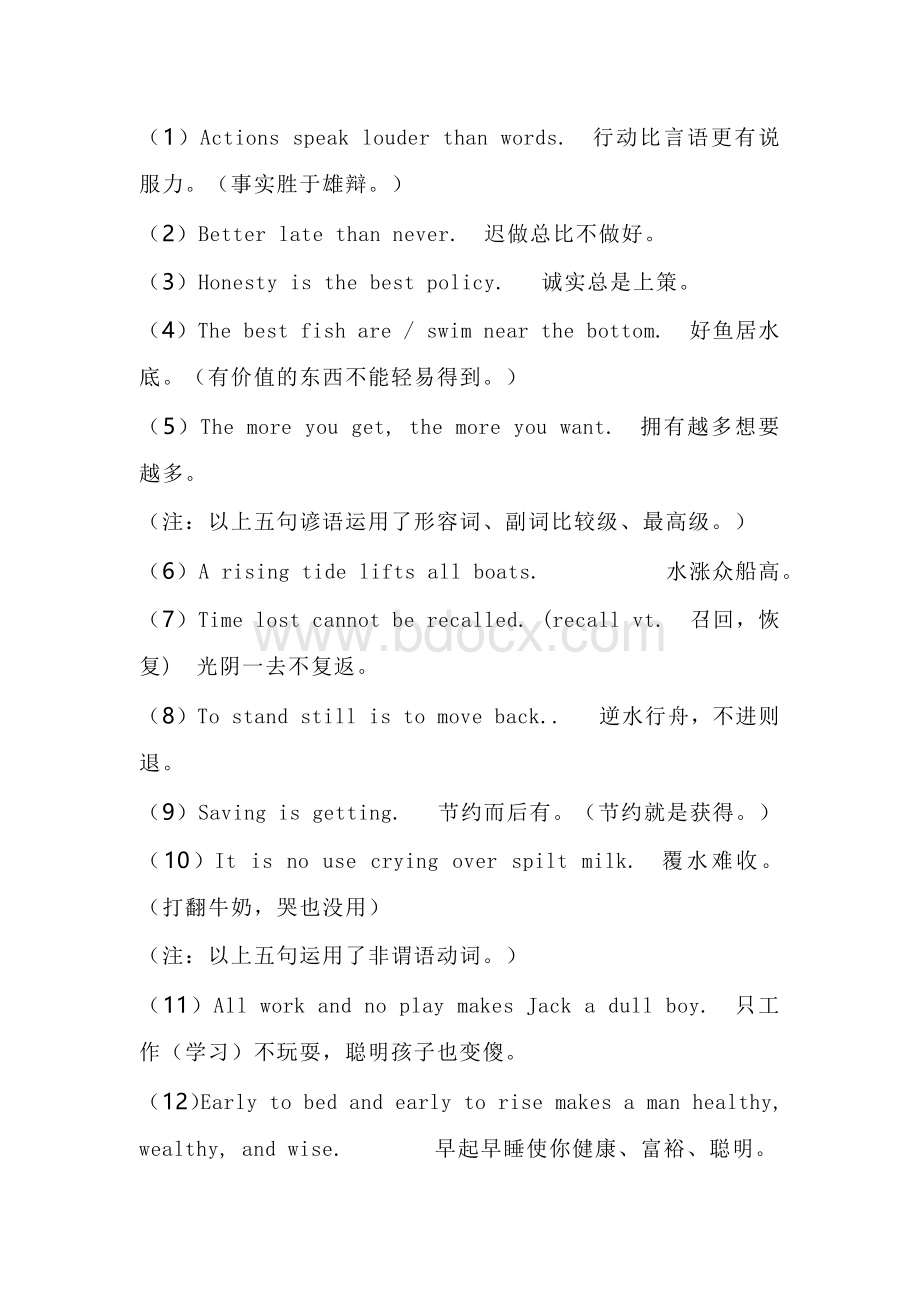 高考英语常考英语谚语（含句子结构分析）.docx_第1页