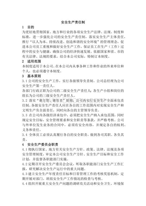 某公司安全生产责任制范文.docx