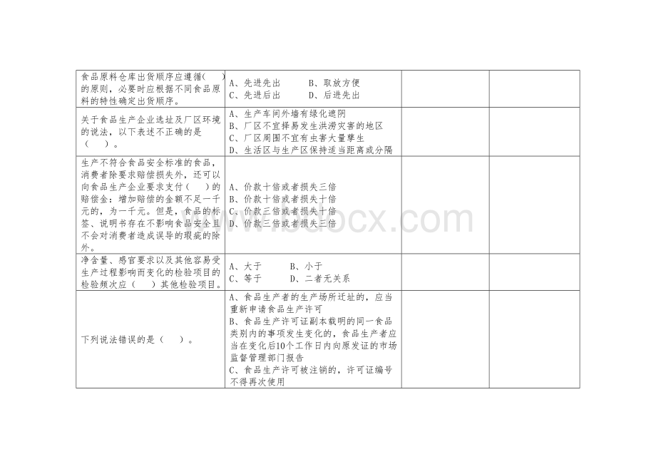 （全国23高职职业技能比赛）模块一食品安全专业知识测试赛题第6套.docx_第2页