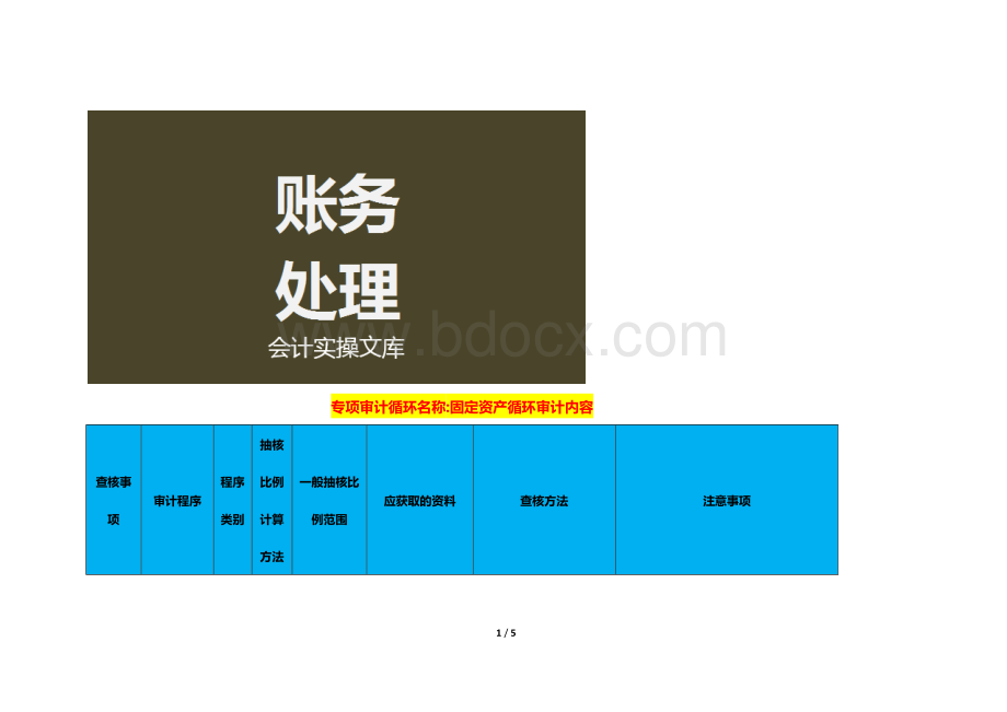 专项审计-固定资产循环审计内容.docx