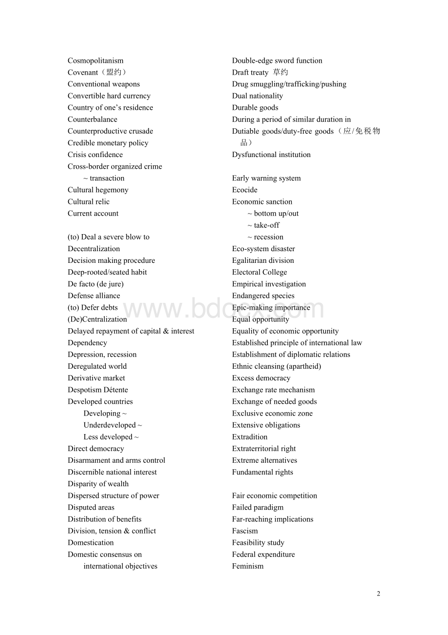 国际政治专业英语词汇表.doc_第2页