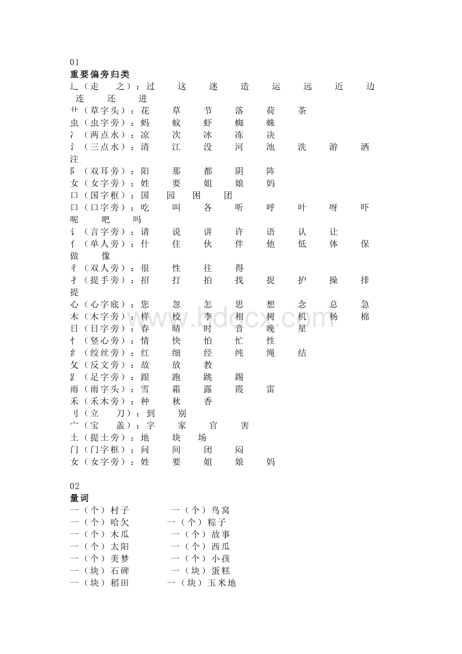 小学语文偏旁、量词、形近字、仿写、造句汇总.docx