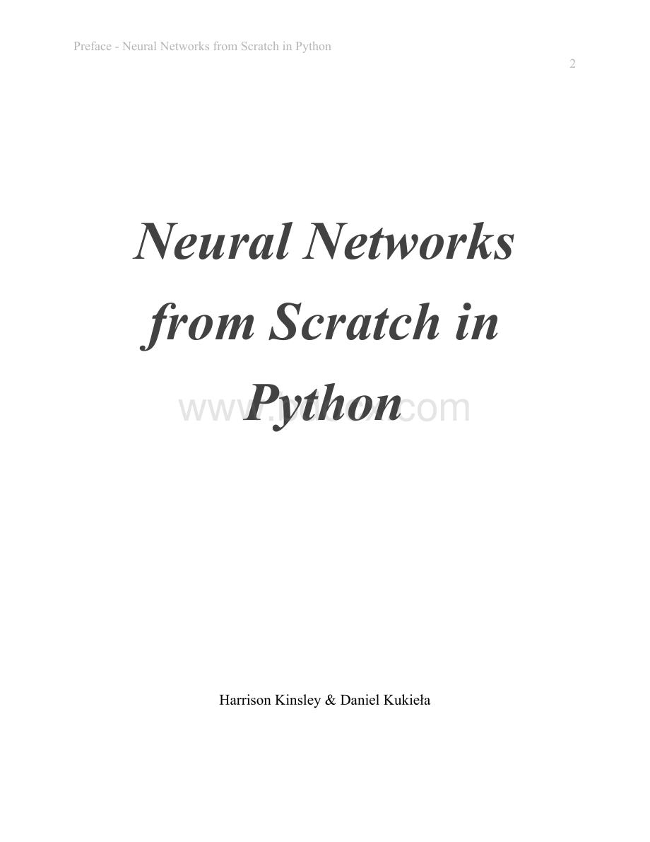 Harrison Kinsley, Daniel Kukiea - Neural Networks from Scratch in Python (2020).pdf