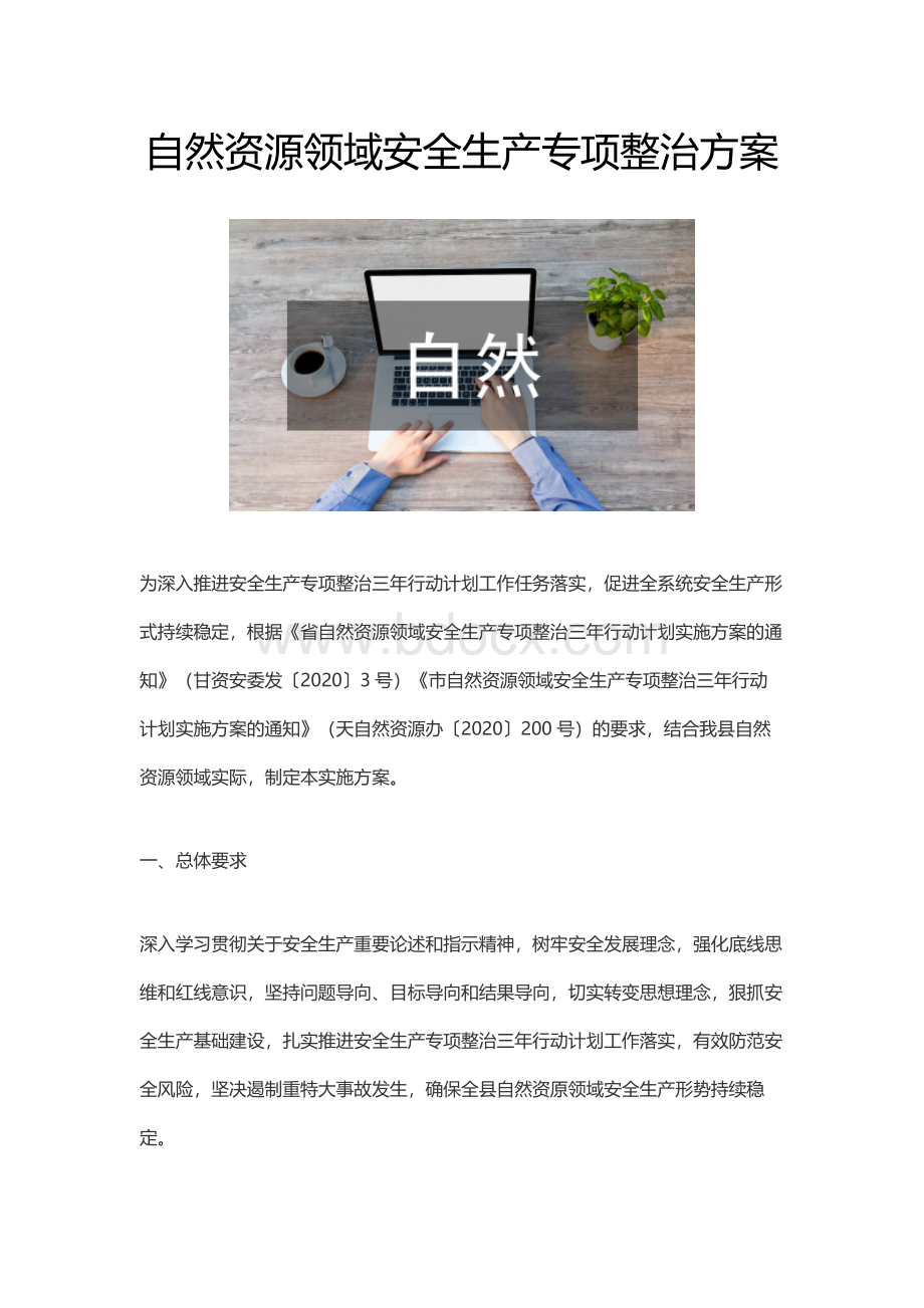 自然资源领域安全生产专项整治方案.docx