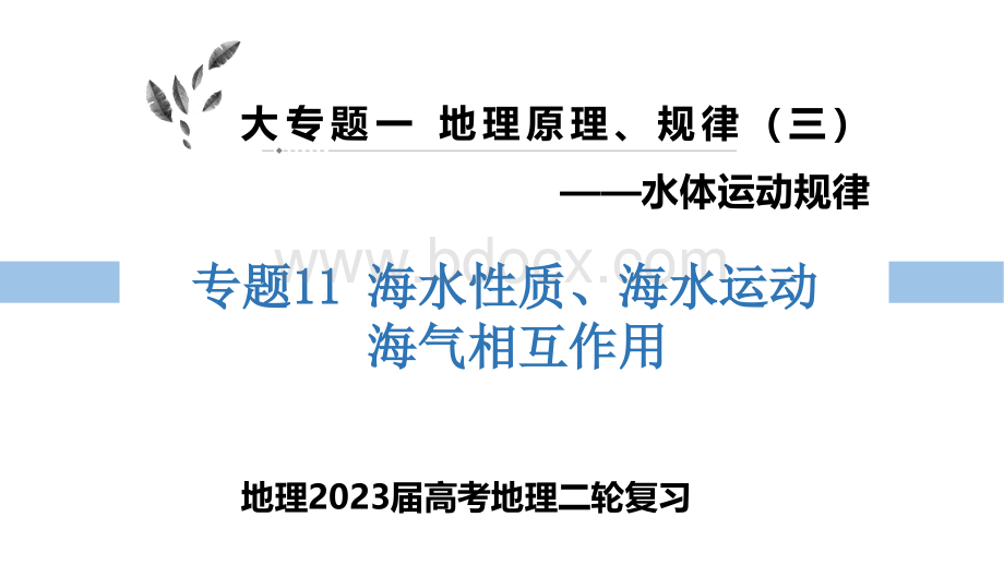 高三二轮复习专题课件11 海水性质+海水运动+海气相互作用公开课示范课.pptx