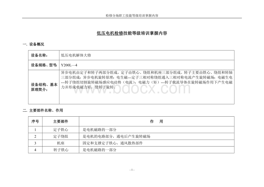 低压电机检修标准.doc