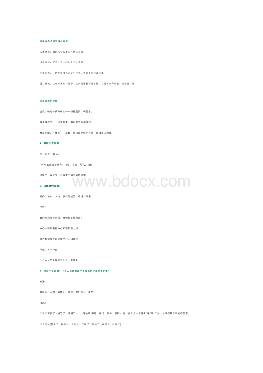初中语文阅读理解答题的33个套路.docx_第1页