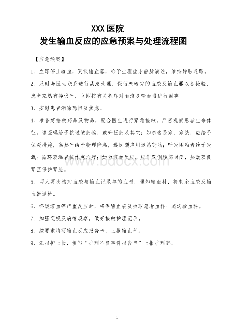 输血反应应急预案及处理流程.doc_第1页