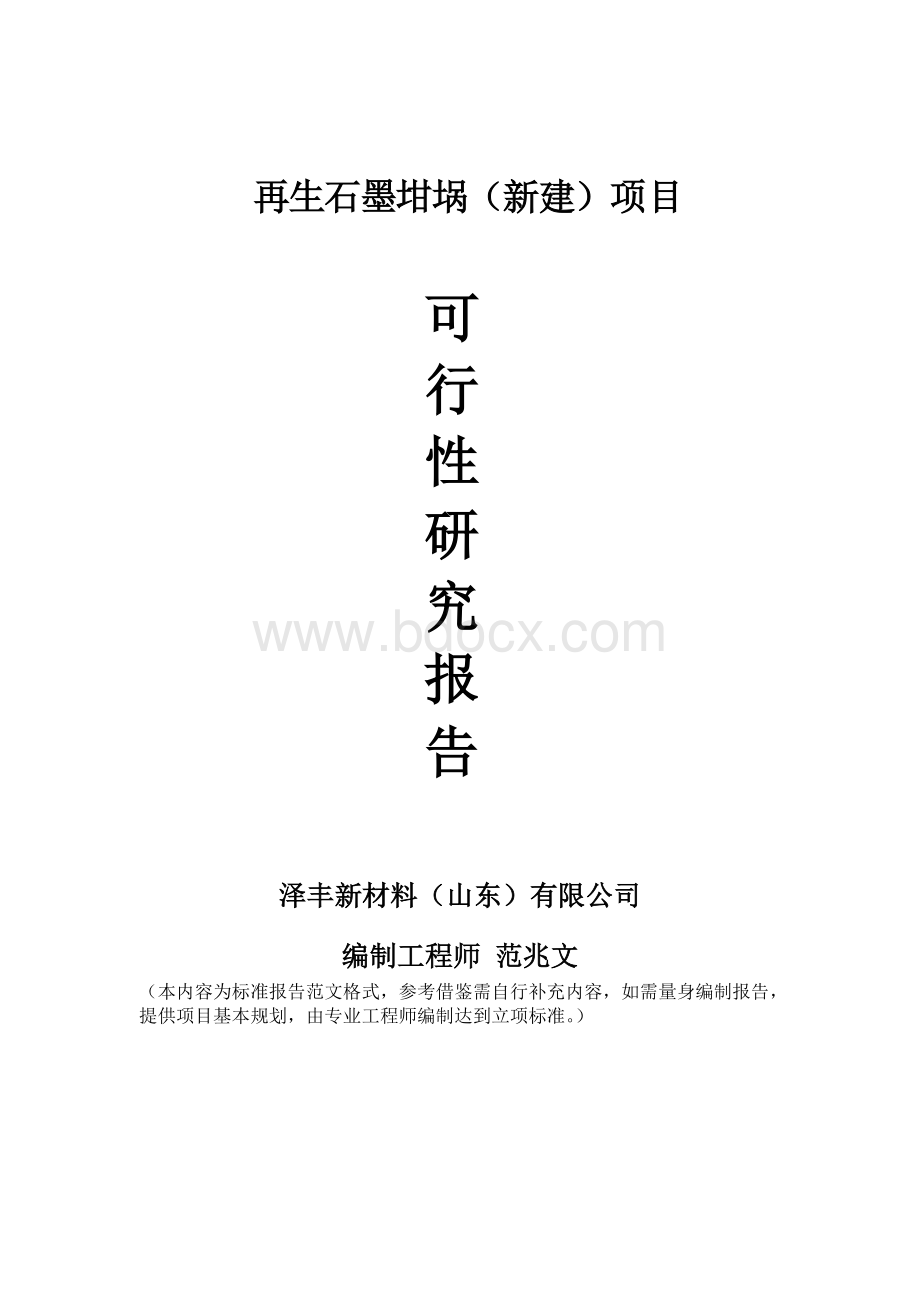 再生石墨坩埚项目可行性研究报告建议书申请新建格式备案范文.doc_第1页