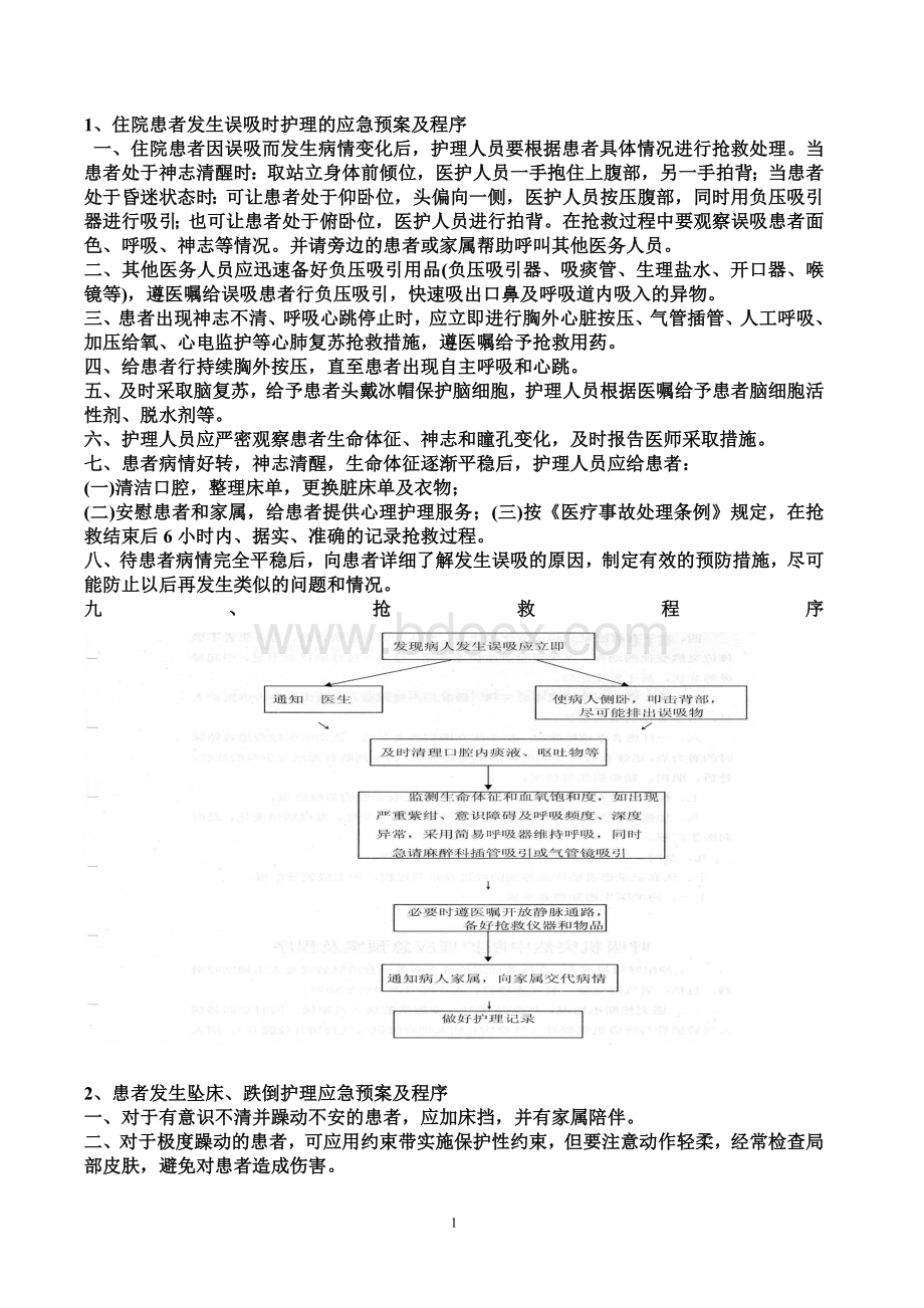 临床护理的应急预案及程序.doc_第1页